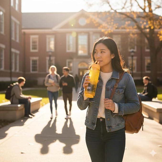 FLPSDE XR Dual Chamber Water Bottle with Integrated Storage Compartment for Snacks and More - 2 in 1 Container for Travel, School, Hiking, Sports, Work, Office, Gift