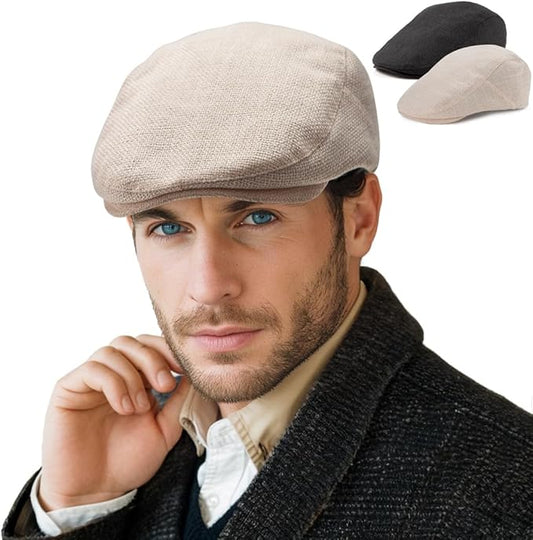 LADYBRO 2Pack Unisex Flat Cap Newsboy Hats for Men Women, Summer Casual Adjustable