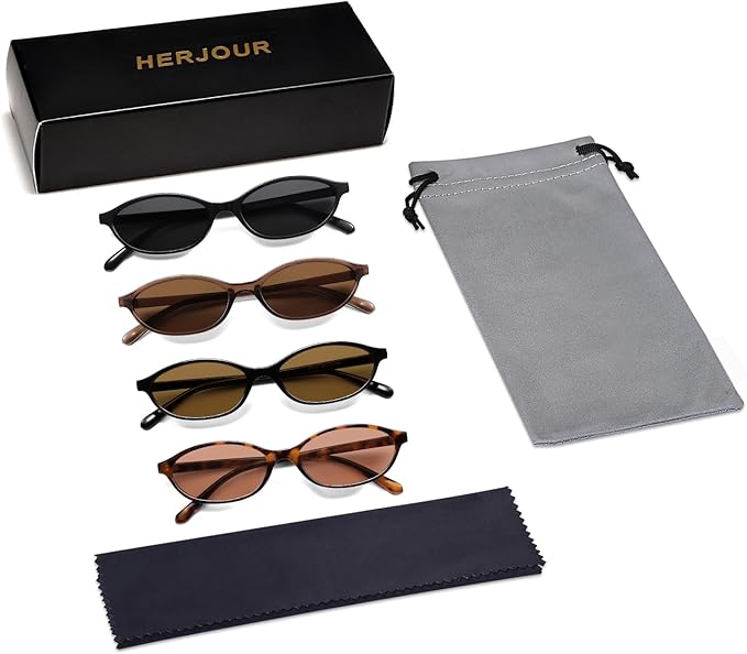 Retro Oval Cat Eye Sunglasses for Women Y2k Trendy Narrow Sunnies Designer Sun Glasses AR82253