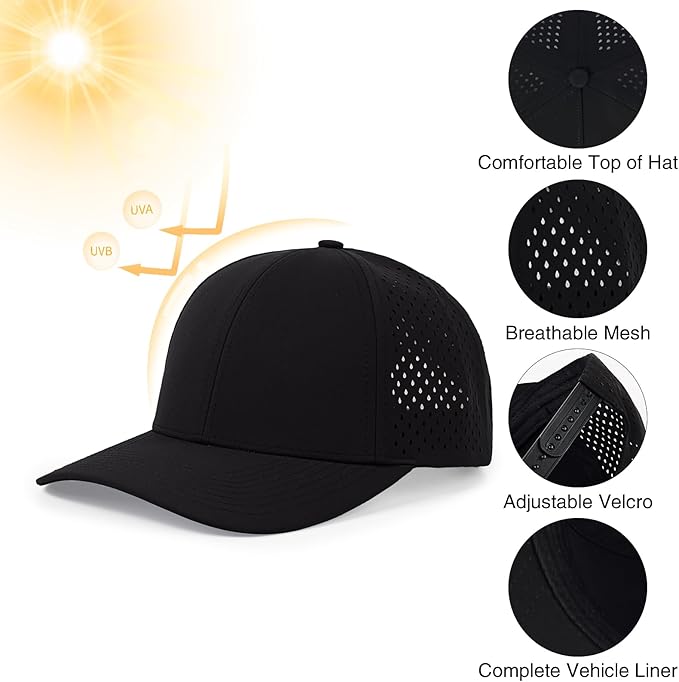 kozinu Quick Dry Baseball Cap Curved Brim Snapback Hat Laser Cut Mesh Ball Cap Golf Ball Cap for Men Women