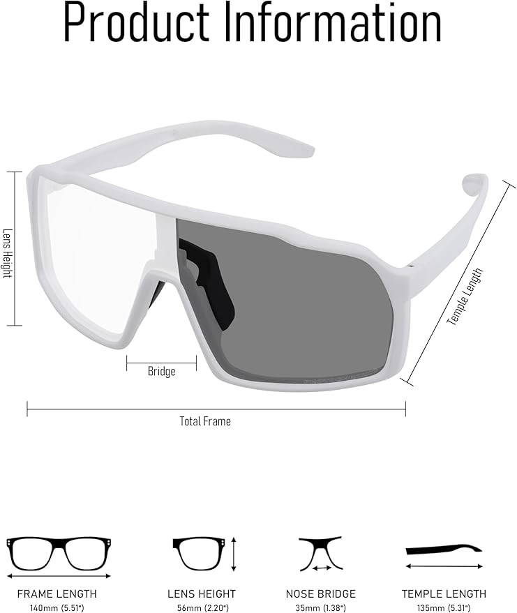 Sports Polarized Sunglasses for Men Women Outdoor Sunglasses UV400 Protection Lens with Nose Pads