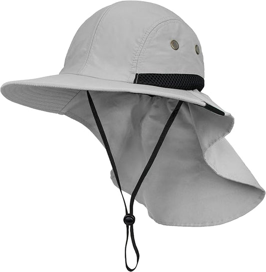 SUN CUBE Sun Hat for Men, Wide Brim Fishing Hat Neck Flap Cover Men, Women, Hiking, Camping, Sun Protection UV, Gardening