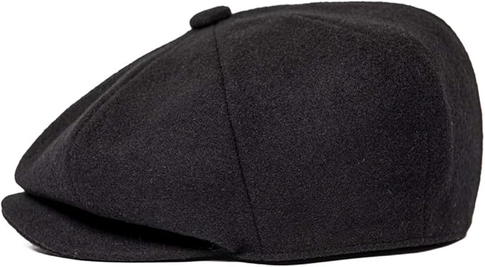 Men Wool Blend 8 Panel Newsboy Cap Tweed Cabbie Hat Snap Brim