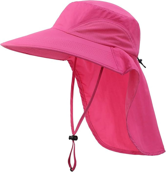 Home Prefer Outdoor UPF50+ Sun Hat Wide Brim Mesh Fishing Hat with Neck Flap