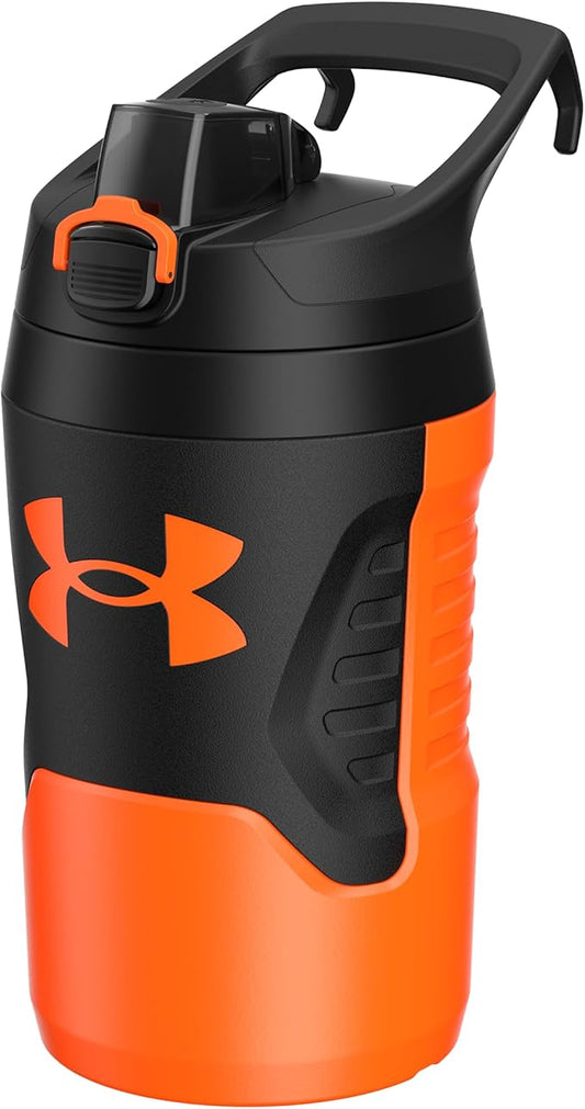 Under Armour 32 oz Insulated Water Bottles - Sports Water Jug with Fence Hook, Leak Resistant for Baseball, Football & More, 32 oz Insulated, Blaze Orange/Black