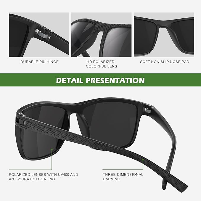 Fanshen Polarized Sports Sunglasses for Men, UV Protection Lightweight Sun Glasses for Driving Fishing Golf Cycling