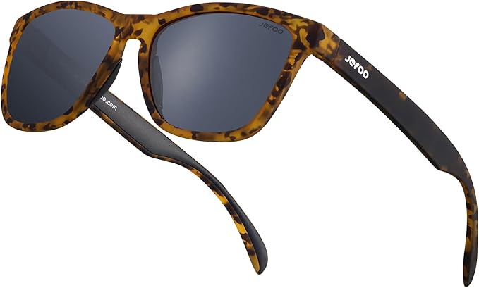 Jefoo Polarized Sports Sunglasses for Women Men Running Retro Trendy Sun Glasses UV400 Protection Tangle Free