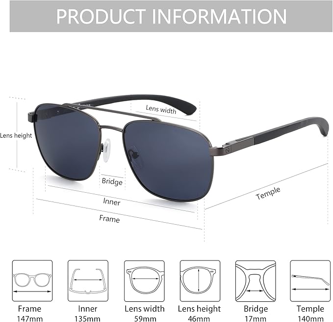 ZENOTTIC Aviator Wood Polarized Sunglasses for Men 100% UV Protection Fishing Driving Golf