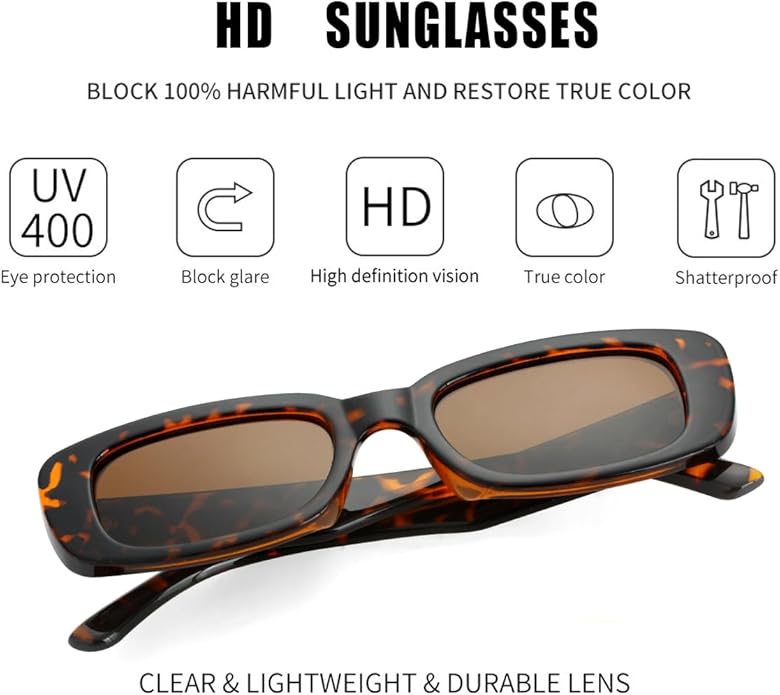 Kursan Small Rectangle Sunglasses for Women Men Square Frame Sun Glasses – 100% UV400 Protection