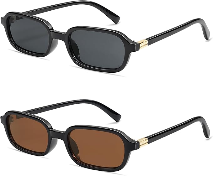 Retro Rectangular Sunglasses for Women Vintage Fashion Trendy Funny Small 90s Square Sunnies 2025 AP3698