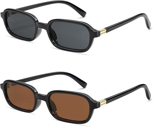 Retro Rectangular Sunglasses for Women Vintage Fashion Trendy Funny Small 90s Square Sunnies 2025 AP3698