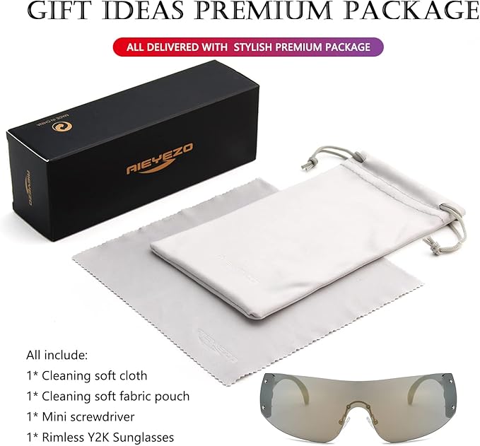 AIEYEZO Oversized Y2K Sunglasses for Women Men Trendy Retro Wrap Around Big Shield Sun Glasses