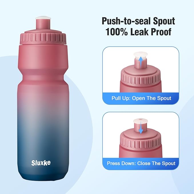 32oz Bike Water Bottle Squeeze 2Pack, 1000ml Sports Bicycle Water Bottle BPA Free, Lightweight Fits Most Bicycle Bike Cages