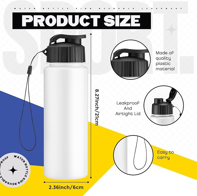 Mifoci 20 Pieces Water Bottle Bulk 17 oz Plastic Water Bottles Bulk Gym Sports Adults Reusable Large Bottles with Leak Proof Flip Top for Party Outdoor(Regular Style,Solid White)