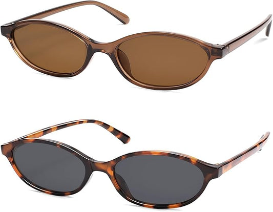 Retro Oval Cat Eye Sunglasses for Women Y2k Trendy Narrow Sunnies Designer Sun Glasses AR82253