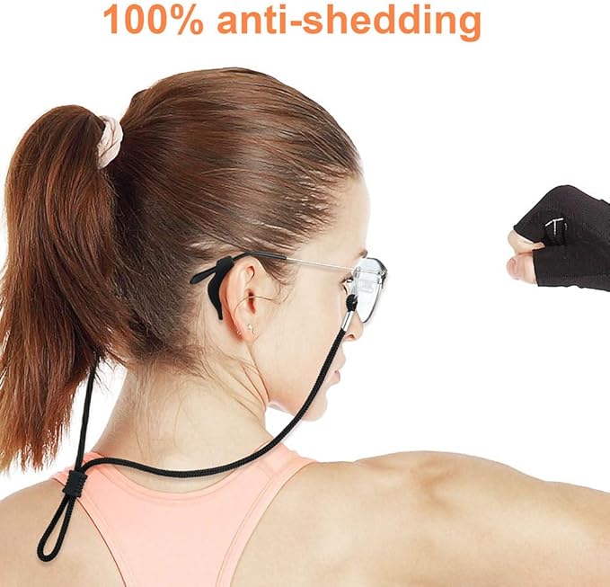 4PCS Premium Nylon Eyeglass Straps, Adjustable Eyewear Retainers, Anti-slip Eyeglass Chains Lanyard, Sport Sunglass Retainer Holder Strap for Men and Women's, with 2 Pairs Eyeglass Ear Grips