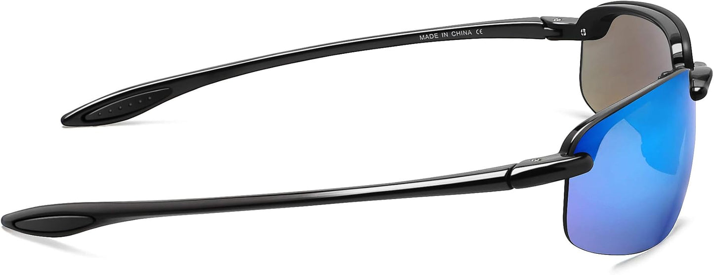 JULI Sports Sunglasses for Men Women Tr90 Rimless Frame for Running Fishing Baseball Driving MJ8001