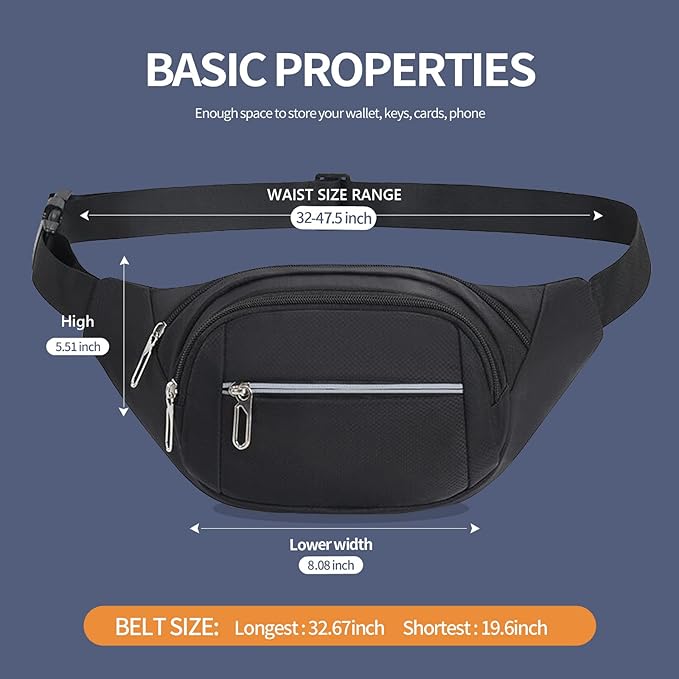 DAITET Crossbody Fanny Pack for Men&Women,Large Waist Bag & Hip Bum Bag with Adjustable Strap for Outdoors Workout Traveling Casual Running Hiking Cycling