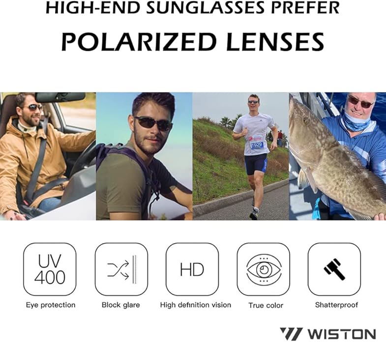 WISTON Sports Polarized Sunglasses for Men Women Tr90 Rimless Frame for Running Fishing Baseball Driving W8001