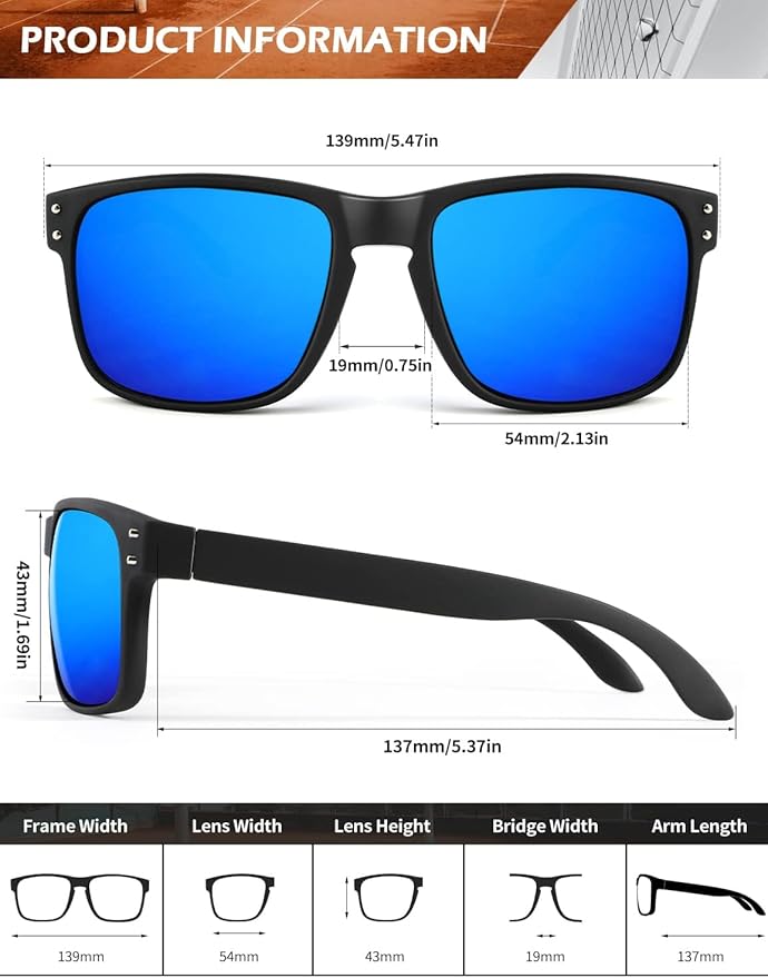 KALIYADI Polarized Sunglasses for Men and Women Vintage Style Sun Glasses for Fishing Running Driving with UV Protection