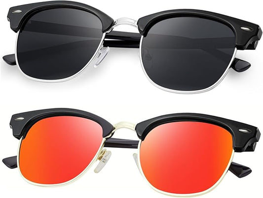 Sunglasses Men and Womens, Polarized Sunglasses for men with UV Blocking Semi-Rimless Frame for Driving & Hiking