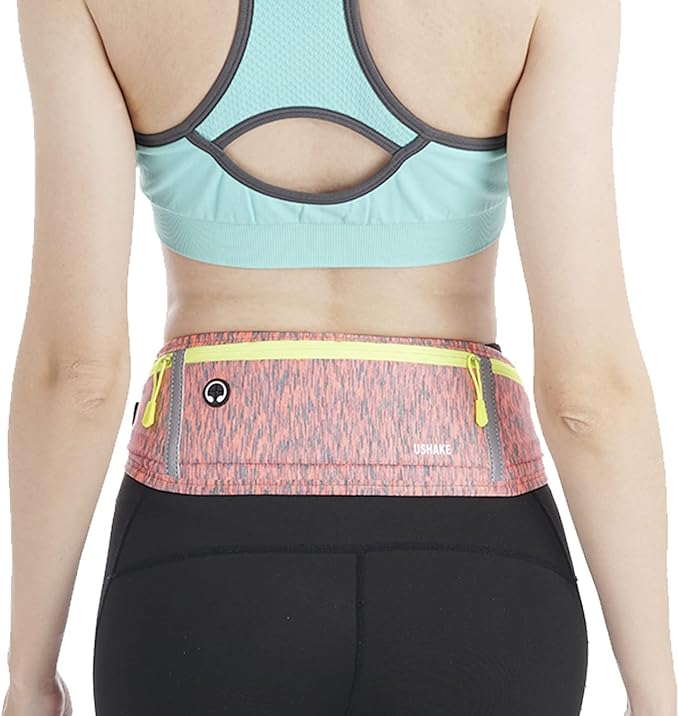 USHAKE Slim Running Belt, Workout Fanny Pack for Men Women,Exercise Waist Pack for Apple iPhone Holder, Runner Belt for Running Walking Cycling Camping Gym