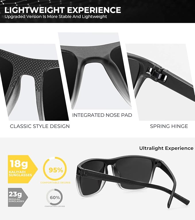 KALIYADI Mens Sun-Glasses Polarized Sunglasses-Men: Classic Sunglasses with Ultraviolet Protection for Driving Fishing Golf