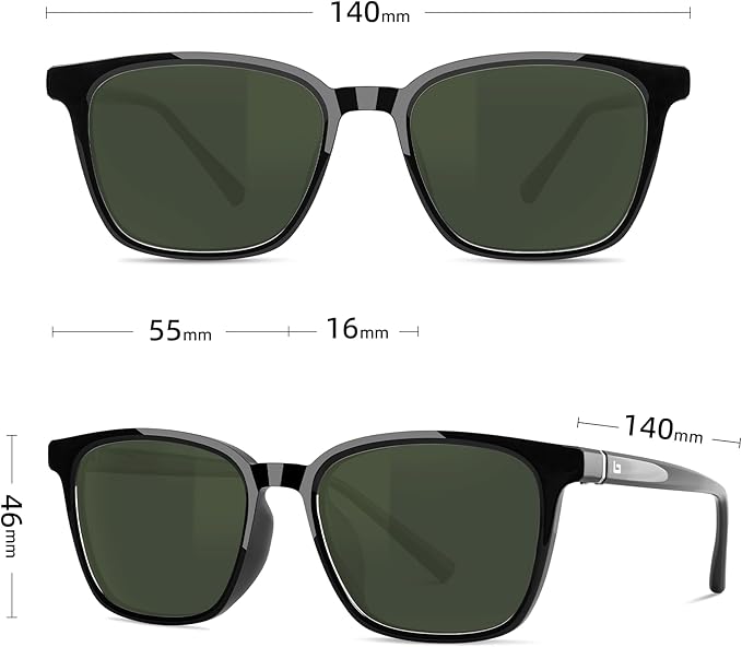 B.N.U.S Scratch-Resistant Polarized Sunglasses with Corning Glass Lenses for Superior Clarity and UV Protection