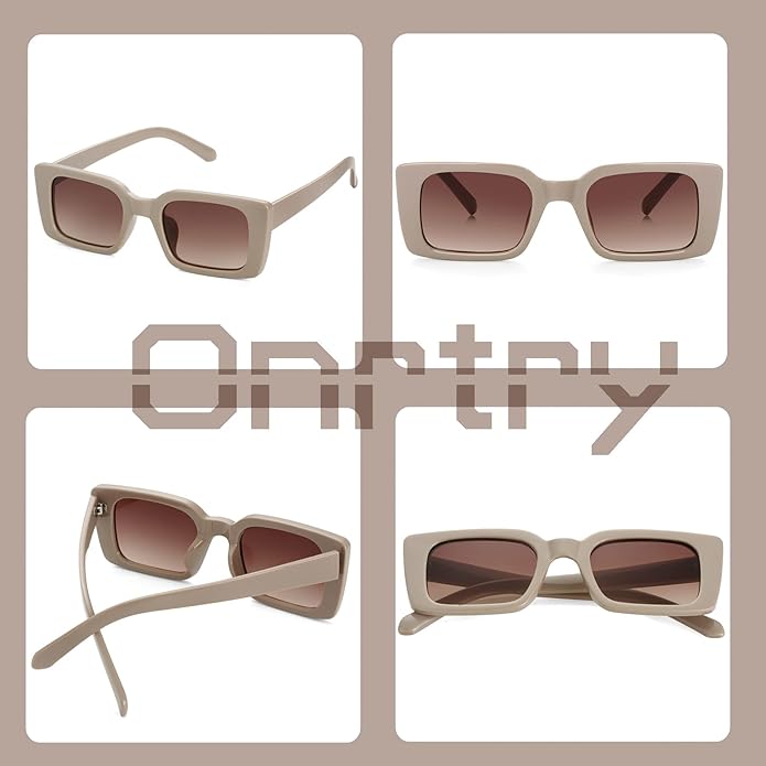 Onrtry Rectangle Sunglasses for Women Men Vintage Fashion Sun Glasses