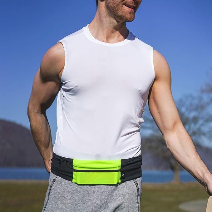 3 Pocket Adjustable Running Belt Waist Pack, Fanny Pack For Working Out With Sweat Resistant Backing, Holds All iPhone Models