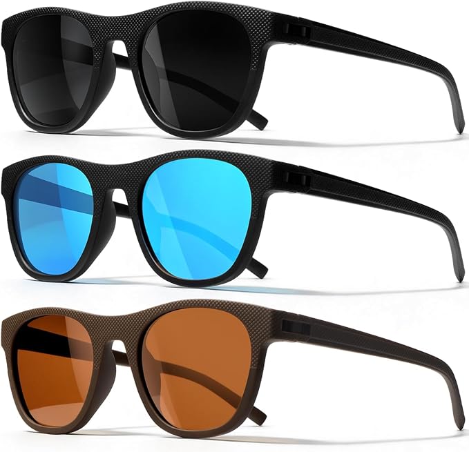 3 Pack Polarized Sunglasses for Men Women, Lightweight UV Protection Sports Sun Glasses for Driving Fishing Golf