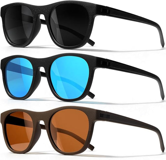 3 Pack Polarized Sunglasses for Men Women, Lightweight UV Protection Sports Sun Glasses for Driving Fishing Golf