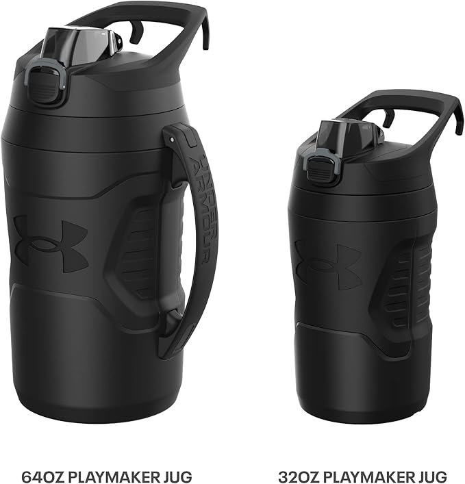 Under Armour 32 oz Insulated Water Bottles - Sports Water Jug with Fence Hook, Leak Resistant for Baseball, Football & More, 32 oz Insulated, Blaze Orange/Black