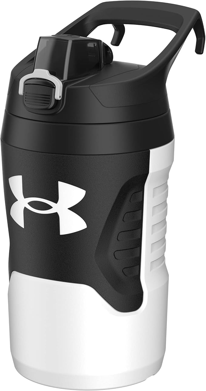 Under Armour 32 oz Insulated Water Bottles - Sports Water Jug with Fence Hook, Leak Resistant for Baseball, Football & More, 32 oz Insulated, White/Black