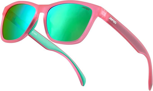 Jefoo Polarized Sports Sunglasses for Women Men Running Retro Trendy Sun Glasses UV400 Protection Tangle Free