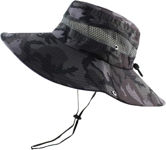 CAMOLAND Mens Fishing Hat Wide Large Brim Sun Hat with Outdoor UV Protection