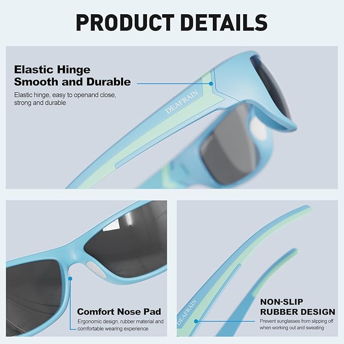 DEAFRAIN Polarized Sports Sunglasses for Men Women Driving Fishing Cycling Running UV Protection