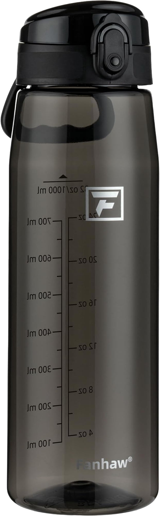 Fanhaw 32 oz Tritan Water Bottle with Chug Lid - Clear, BPA-Free, Lightweight, Wide Mouth, Leak-Proof, Perfect for Gym, Travel, School, Office, and Sports (Black)