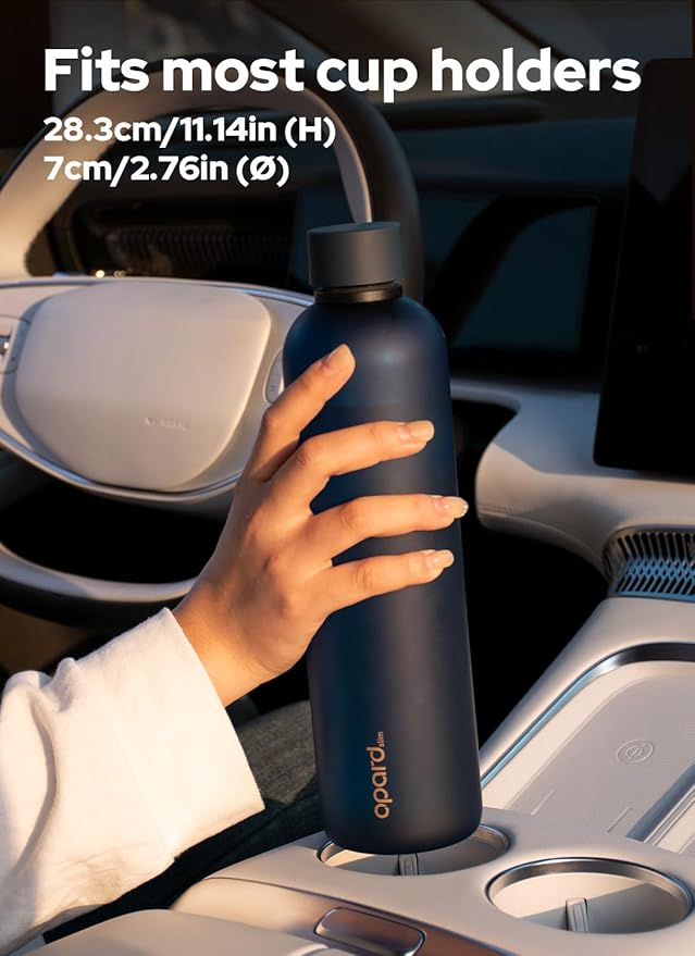 Opard Slim Water Bottle 32oz, Dishwasher Safe Plastic Water Bottle BPA-Free, Leakproof Screw Top, Midnight Blue, Reusable for Travel School Sport Gym Hiking