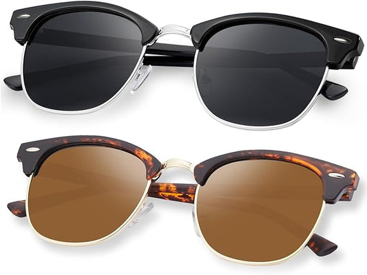 Sunglasses Men and Womens, Polarized Sunglasses for men with UV Blocking Semi-Rimless Frame for Driving & Hiking