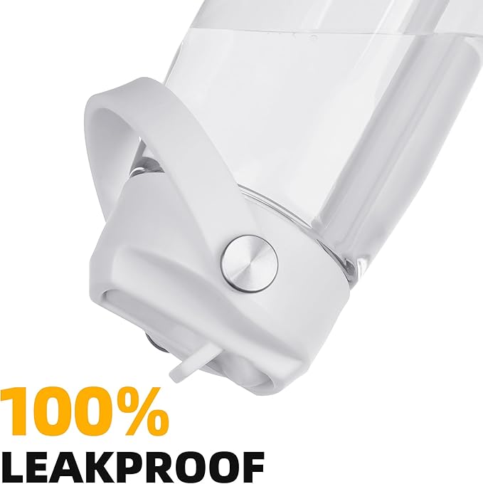 OLDLEY 32 oz Water Bottle with Straw, Leakproof Sports Water Bottle with Carry Strap, BPA-Free Large Water Bottles for Home,Travel, School, Outdoors, Gym, Tritan,Transparent