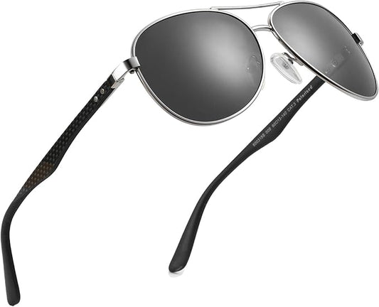 ZENOTTIC Polarized Aviator Sunglasses for Men Carbon Fiber Temple Pilot Sun Glasses with Mirrored Lens UV Protection