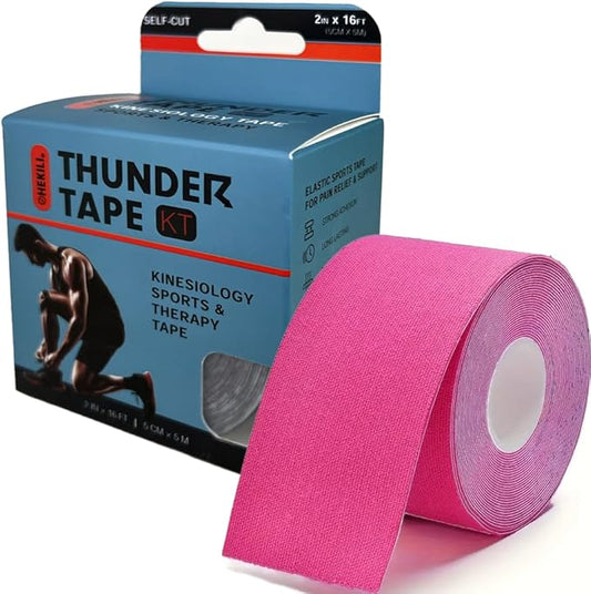 | Kinesiology Tape | Hypoallergenic, Latex-Free, Breathable Sports Tape for Athletes – Uncut Cotton Elastic Roll, 2" x 16 ft – Muscle & Joint Support for Knee, Shoulder, Elbow – Pink