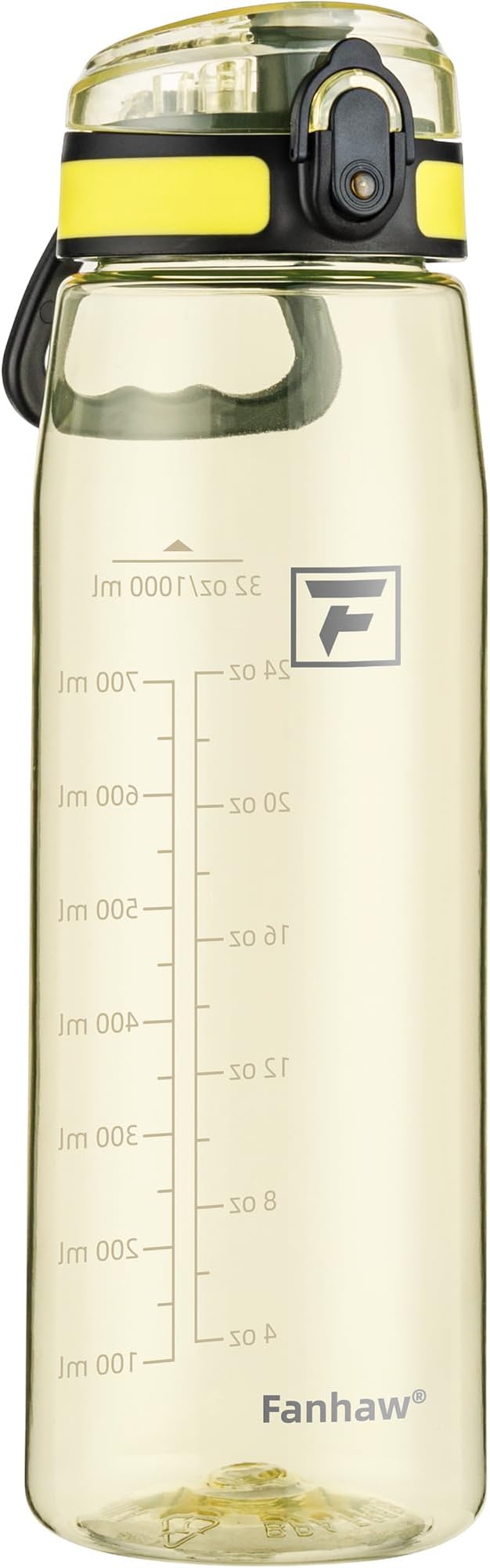 Fanhaw 32 oz Tritan Water Bottle with Chug Lid - Clear, BPA-Free, Lightweight, Wide Mouth, Leak-Proof, Perfect for Gym, Travel, School, Office, and Sports (Imperial Yellow)