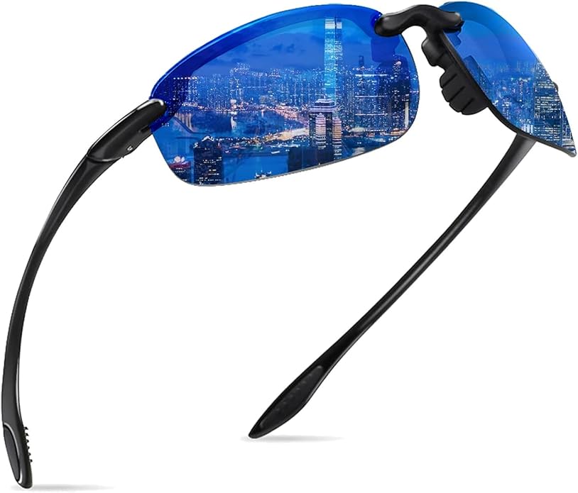 WISTON Sports Polarized Sunglasses for Men Women Tr90 Rimless Frame for Running Fishing Baseball Driving W8001