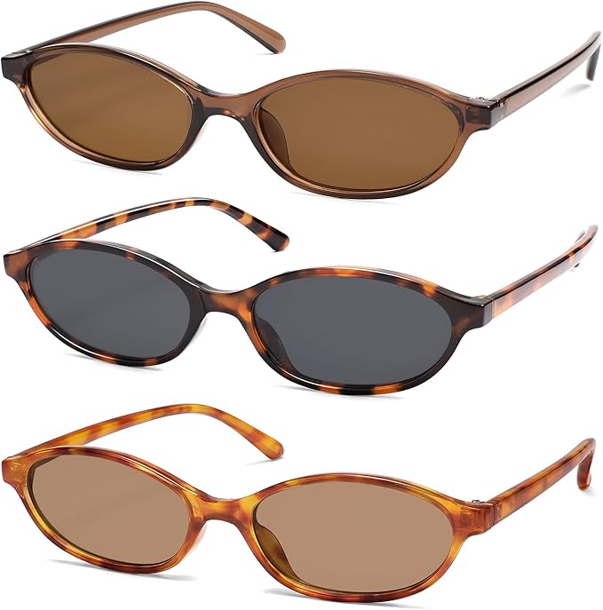 Retro Oval Cat Eye Sunglasses for Women Y2k Trendy Narrow Sunnies Designer Sun Glasses AR82253