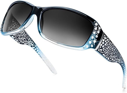 IGnaef Polarized Sunglasses for Women, Rhinestone Women Sunglasses UV400 Protection for Driving/Fishing/Shopping