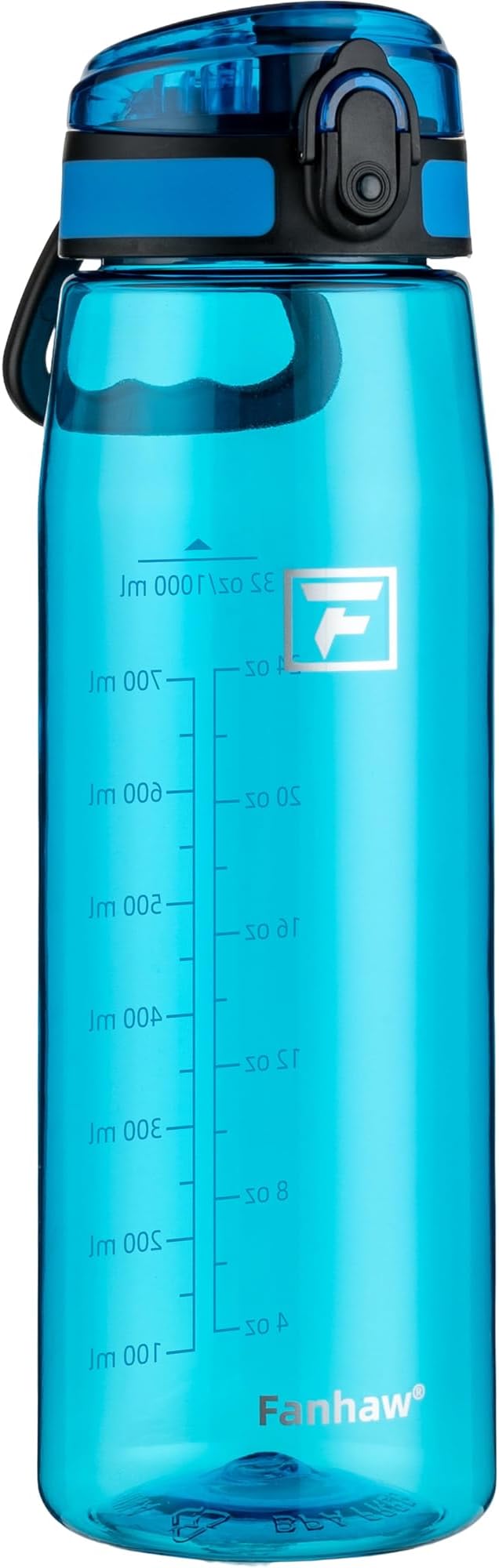 Fanhaw 32 oz Tritan Water Bottle with Chug Lid - Clear, BPA-Free, Lightweight, Wide Mouth, Leak-Proof, Perfect for Gym, Travel, School, Office, and Sports (Classic Blue)