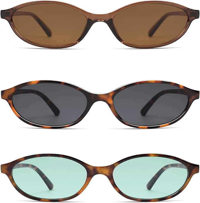 Retro Oval Cat Eye Sunglasses for Women Y2k Trendy Narrow Sunnies Designer Sun Glasses AR82253