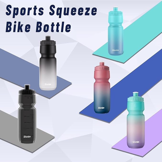 32oz Bike Water Bottle Squeeze 2Pack, 1000ml Sports Bicycle Water Bottle BPA Free, Lightweight Fits Most Bicycle Bike Cages